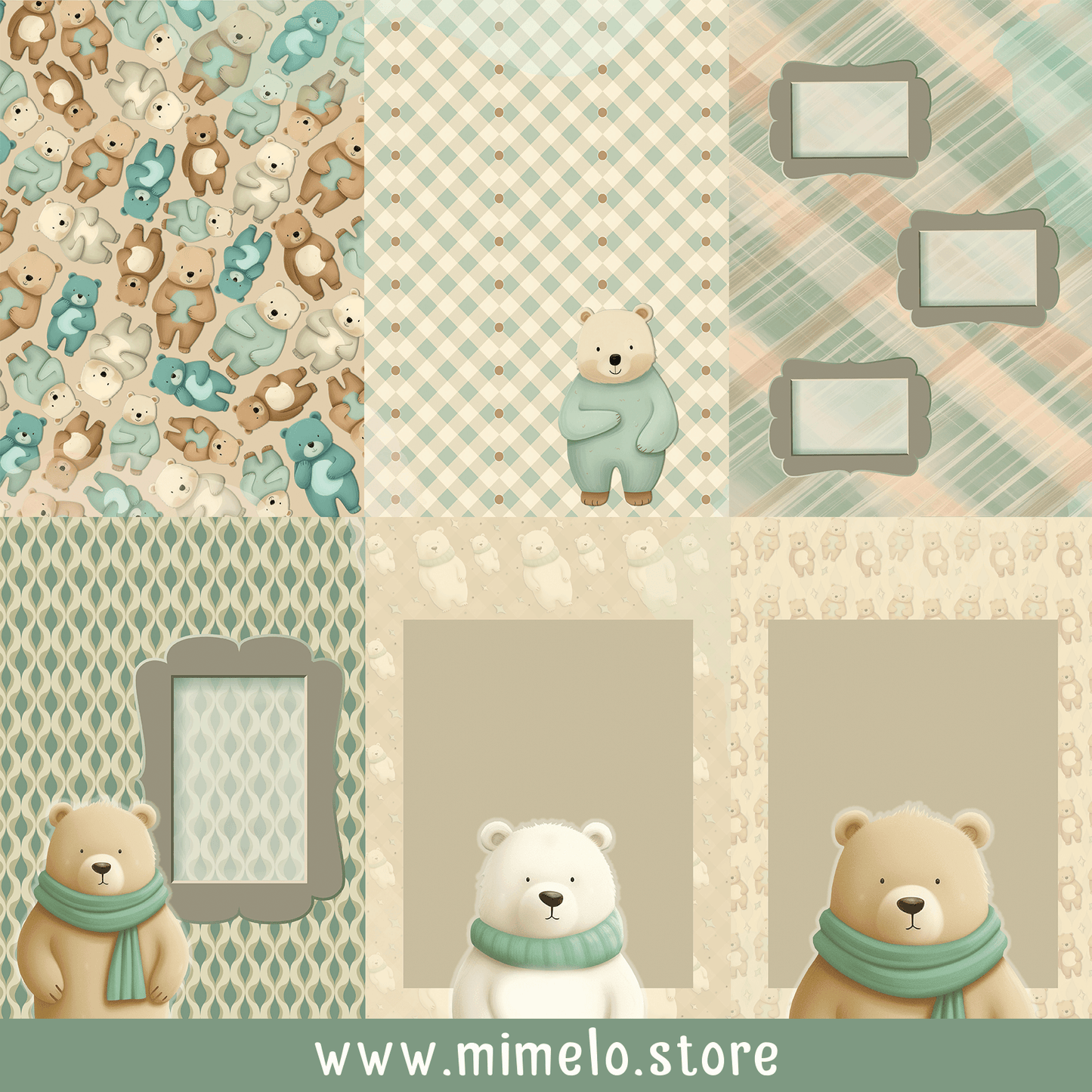 Ositos Menta Papel Digital